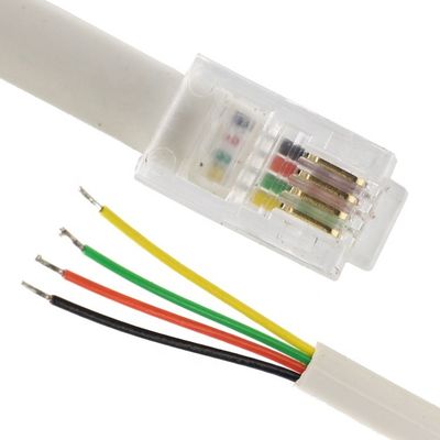 OEM 1m 2m 3m Weiß RJ9 RJ11 Männlich 4p4c bis Stripped Tined Wire Open End Kabel