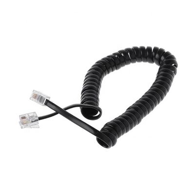RJ9 4P4C RJ11 Schwarz-Weiß-Spiral Flat Cat3 ADSL Telefonkabel