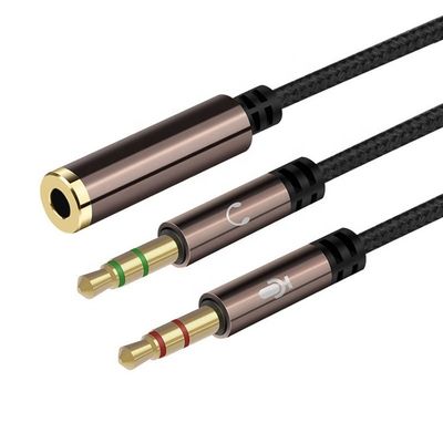 Hochwertiges Nylon geflochtenes Splitter 1 weiblich auf 2 männlich Kopfhörer 3,5 mm Jack Audio Mikrofonkabel für Telefon