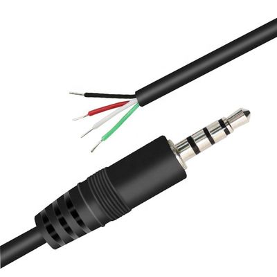 Custom 4 Pole TRRS 3.5mm Stereo Audio Jack zu Stripped Pigtail Zinkgewebe Bar Wire End Kabel