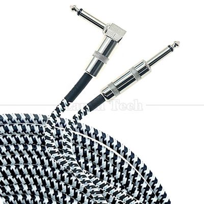 Hochwertiges, langlebiges Geflecht 3M 10FT Rechtswinkel bis gerade 1/4 Zoll TS Jack Instrument Elektro-Gitarrenkabel