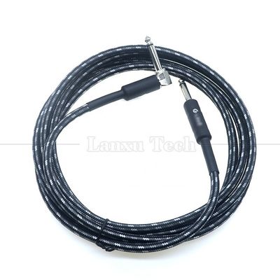 L-Form 90 Grad Rechtswinkel bis gerade langlebige Geflechtete Jacke 6,35mm Ts Jack Instrument Elektro-Gitarren-Patch Audio-Kabel