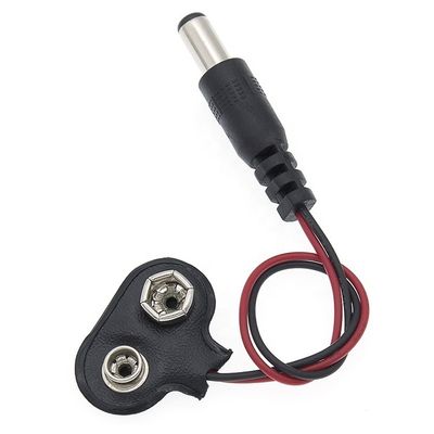 9V Batterie-Snap-Clip-Anschluss zu Gleichstrom-Mann 5,5 mm 2,1 mm Stecker-Steckkabel für Batteriehalter