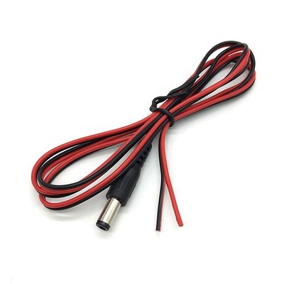 Rot Schwarz DC Männlich 5,5x2,1mm Fass Jack bis entblößtes offenes Bar End Zinndrahtkabel