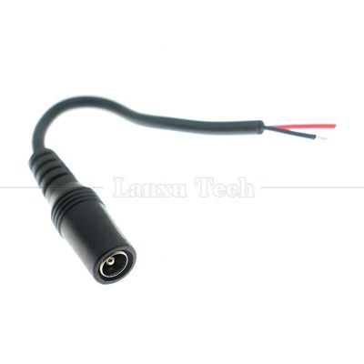 angepasste DC-Frauen-Fass-Jack-Stecker 5,5x2,1mm-Anschluss zum geöffneten Tin-Pigtail-Drahtkabel für Led-Licht