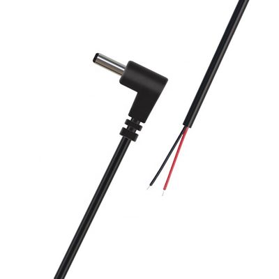 Anpassung 90 Grad Winkel DC Fass Jack Männlich 3,5x1,35mm bis Stripped Zinndraht Pigtail Bare End Kabel
