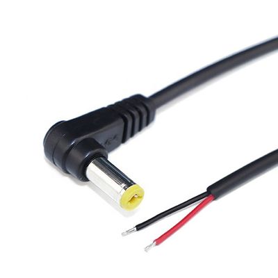 90 Grad Winkel Männlich DC 2.1x5.5 Fass Jack zum Öffnen Stripped Zinndraht Bare End Kabel