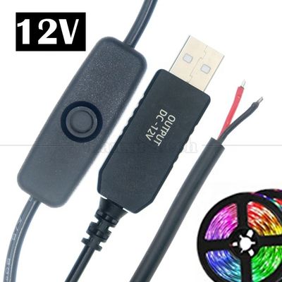 12V Led-Streifenlicht Strom eingeschaltet ausgeschaltet Schalter USB-Anschluss zum offenen Drahtwandler Ladekabel