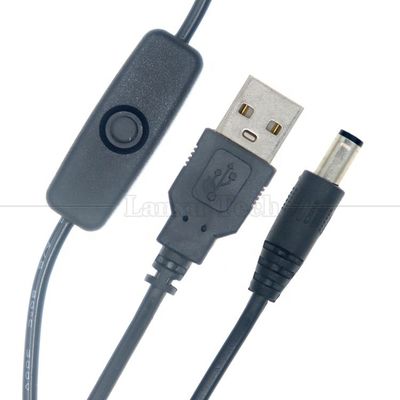 Hochwertige Stromversorgung ON-OFF-Schalter USB zu DC 5,5x2,1 mm Ladekabel für Led-Lampen