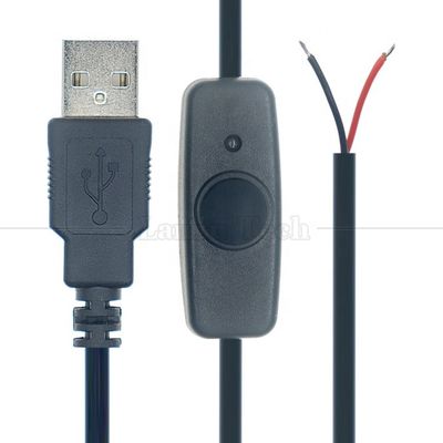 Wasserdichtes Silicone Gummi Deckel auf und aus Drücken Knopf Schalter 5V USB zum Öffnen Bare 2pin Drähte Endkabel für LED-Leuchten