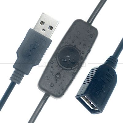 Indikator Blau Licht Wasserdichtes Silizium Deckel Drücken Knopf Männlich zu weiblich Stromschalter ON OFF USB-Verlängerungskabel