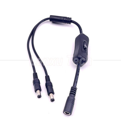 12v Splitter 1 weiblich auf 2 männlich Gleichspannstecker 5,5x2,1 mm an und aus Schalterkabel für LED-Lampen