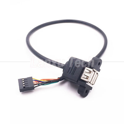 Dual USB Typ A 2 Ports Panel Mount USB zu Dupont 9 Pin Header Connector Drahtkabel