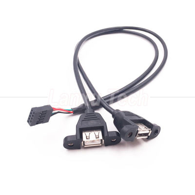 Dual USB Typ A 2 Ports Panel Mount USB zu Dupont Stecker Drahtkabel