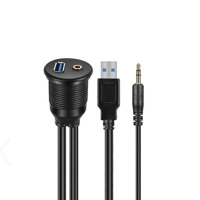 USB 3.0 AUX DC 3.5 Wasserdichtes Erweiterungskabel von Mann zu Frau mit Flush Mount Panel für Auto-Lkw-Boot-Motorradcomputer