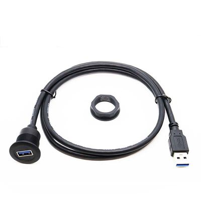 Kurzkopf USB 3.0 Wasserdichtes Erweiterungskabel von Männlich zu Weiblich mit Flush Mount-Panel für Auto-Lkw-Boot-Motorradcomputer