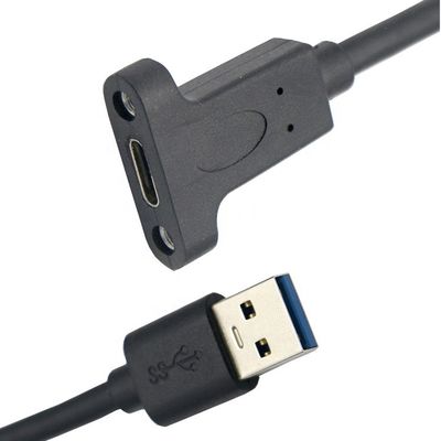Anpassungsschraubverriegelung USB 3.0 A Männlich auf USB Typ C 3.1 Weiblich Panel Mount Verlängerungskabel