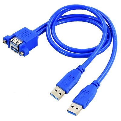 Dual Type A Männlich-Fraulich-Panel-Mount USB 3.0-Verlängerungskabel