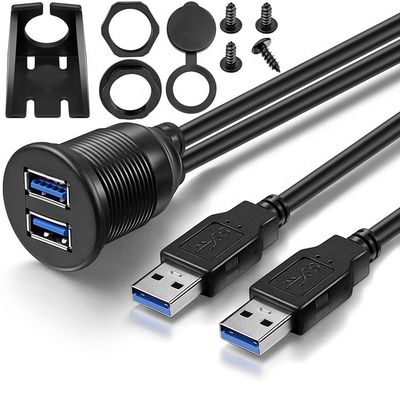 Wasserdicht Männlich-Frauen-Aux-Auto-Armaturenbrett-Panel Dual USB 3.0 Flush Mount Erweiterungskabel für Motorrad
