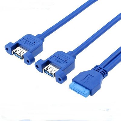 Dual Panel Mount USB 3.0 A weiblich bis IDC 20 PIN weiblich PC Computergehäuse Motherboard Kabel