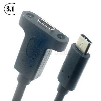 10Gbps 0,3m 1m Männlich auf weiblich Typ C 3.1 Panel Mount Schraubverriegelungsloch USB-Verlängerungskabel