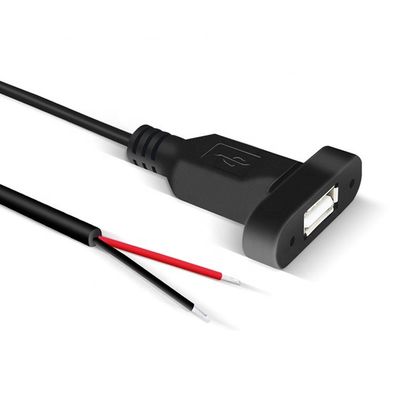 Benutzerdefiniertes Panel Mount USB Ein weibliches bis bares Kabel mit ausgegrabenem offenem Ende