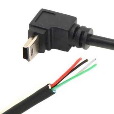 90 Grad nach oben nach unten Links-Rechtswinkel Mini-USB zu entferntem nackten Draht Open End Pigtail Kabel