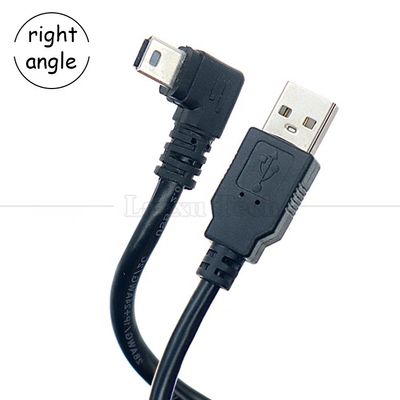 1m 2m 3m 5m 90 Grad L-Form Rechts-Linkswinkel USB 2.0 A Männlich bis Mini B 5-Pin-USB-Datenladekabel für MP3-Kamera