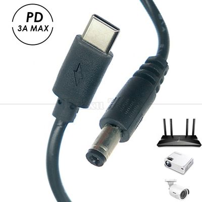 PD-Ladung 3A 9V 12V 15V 20V USB Typ C zu DC 5.5x2.1mm Jack Adapter Converter Kabel für Wifi Router Modem Projektor Kamera
