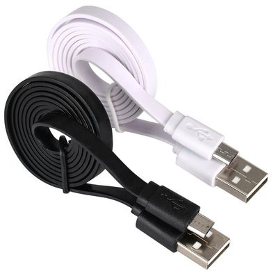 Schwarz-Weiß Flat Noodle Micro USB Kabel für Power Bank Lautsprecher Telefon