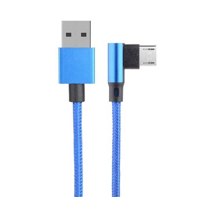 Schnell aufladen 2.4A Nylon geflochten L-Form linker Winkel Mikro b bis USB A Männliches Datenladekabel für Telefon
