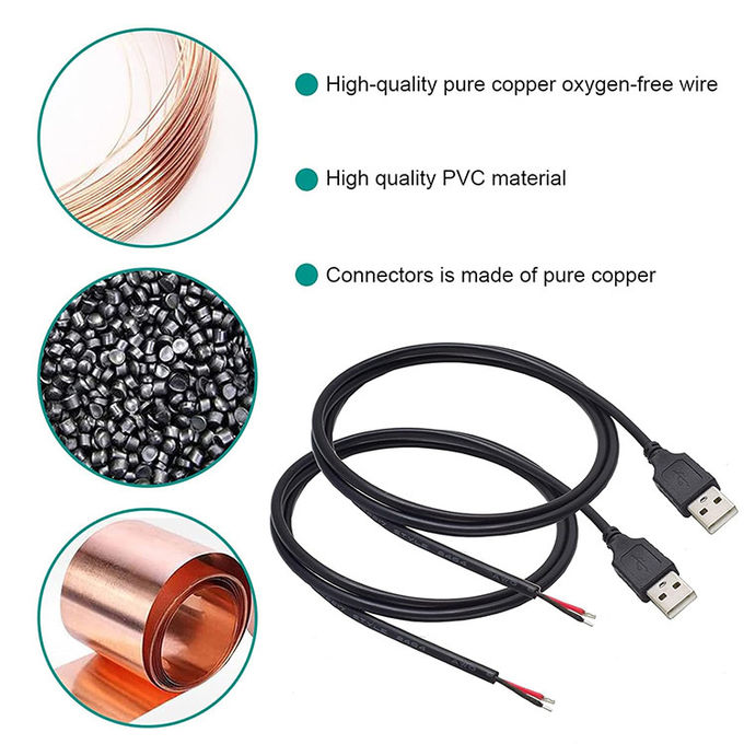 5V USB zum Öffnen entfernt geballte nackte Drähte Ende Pigtail Stromlade-Kabel für LED-Bandlampe 4