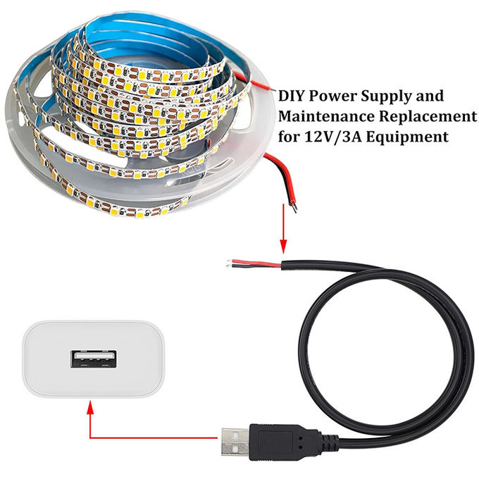 5V USB zum Öffnen entfernt geballte nackte Drähte Ende Pigtail Stromlade-Kabel für LED-Bandlampe 2