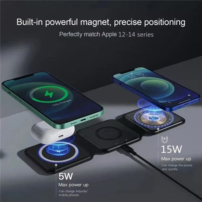 Magnetische 3 in 1 Klappbare drahtlose Ladegerät iPhone 12-15 15w Schnelle drahtlose Ladestation Portable drahtlose Ladegeräte 1